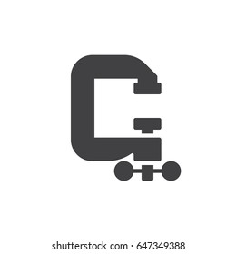 C-clamp icon vector, filled flat sign, solid pictogram isolated on white. Symbol, logo illustration. Pixel perfect