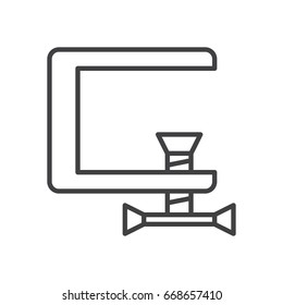 C-clamp line icon, outline vector sign, linear style pictogram isolated on white. Compress symbol, logo illustration. Editable stroke. Pixel perfect graphics