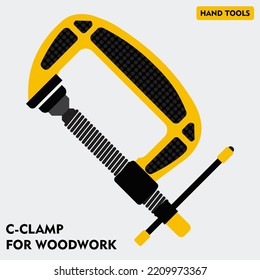 C-clamp for woodworking vector illustration