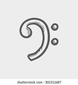 C-Clef sketch icon for web and mobile. Hand drawn vector dark grey icon on light grey background.