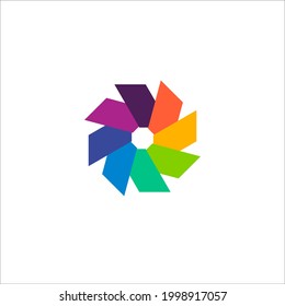 cclor wheel vector illustration of abstract geometric rainbow flower logo