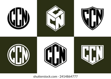 CCN initial letter geometric shape icon logo design vector. monogram, lettermark, circle, polygon, shield, symbol, emblem, elegant, abstract, wordmark, sign, art, typography, icon, geometric, shape