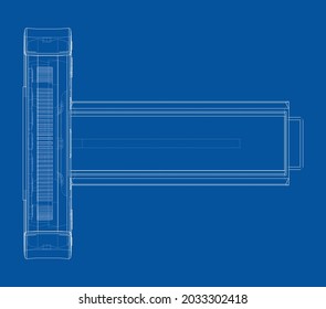 Ccomputerized tomography scanner, Magnetic Resonance Imaging machine, medical equipment. Vector rendering of 3d. Wire-frame style. Orthography