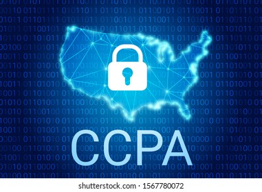 CCPA - California Consumer Privacy Act. vector background. USA data security. Consumer protection for residents of California, United States.
