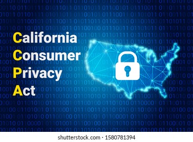 CCPA - California Consumer Privacy Act. Vector Background. USA Data Security. Consumer Protection For Residents Of California, United States.