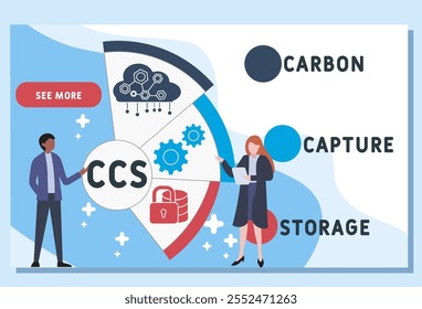 CCS - acrónimo de almacenamiento de captura de carbono. fondo de concepto de negocio. concepto de Ilustración vectorial con Palabras claves e íconos. ilustración de letras con íconos para Anuncio de Web, volante, página de destino