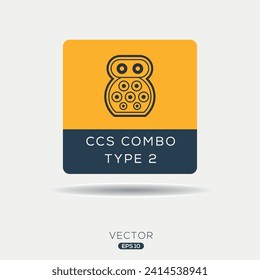 CCs COMBO TYPE2 (Combined Charging System) Icon, Vector sign.