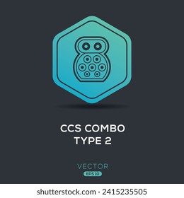 CCs COMBO TYPE2 (Combined Charging System) Icon, Vector sign.