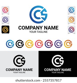 CCS, CSC, 3-Letter Initial Typography Modern Rounded Circle Style Vector Logo Design Template