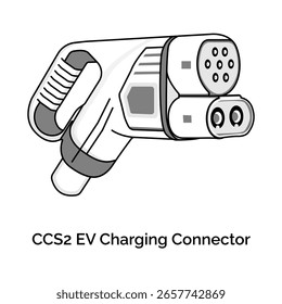 Icono de enchufe de vehículo eléctrico CCS2: cargador rápido, conector automático, puerto de alimentación, infraestructura EV, cable de carga