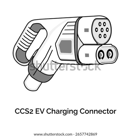 CCS2 Electric Vehicle Plug Icon – Fast Charger, Auto Connector, Power Port, EV Infrastructure, Charging Cable
