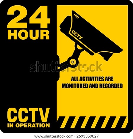 CCTV 24 hour in operation, sign vector
