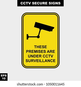 Cctv, alarm, monitored and 24 hour video camera sign in vector style version, easy to use and print