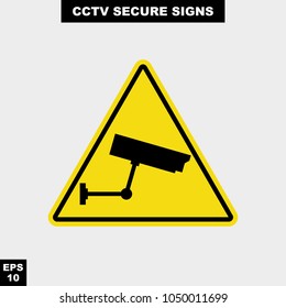 Cctv, alarm, monitored and 24 hour video camera sign in vector style version, easy to use and print