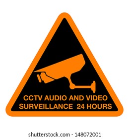 CCTV audio and video surveillance 24 hours, sign, vector
