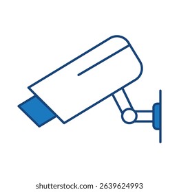 CCTV Blue Line Editable Stroke Icon. Real Estate, Building, House, Home, Property Vector Illustration