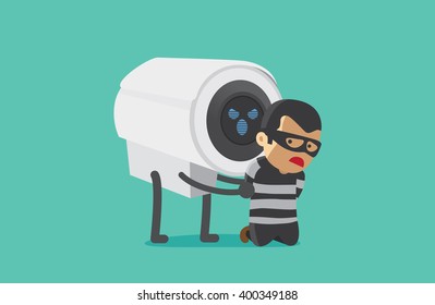 CCTV Camera arrested robber. This illustration about good security concept of CCTV.