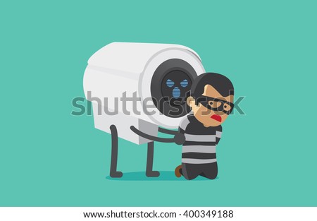 CCTV Camera arrested robber. This illustration about good security concept of CCTV.