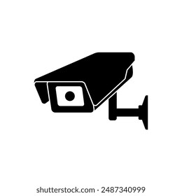 Icono de Vector aislado negro de la cámara de CCTV. Iconos de la cámara de seguridad, videovigilancia, conjunto de signos de CCTV