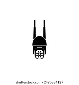 Icono de Vector aislado negro de la cámara de CCTV. Iconos de la cámara de seguridad, videovigilancia, conjunto de signos de CCTV