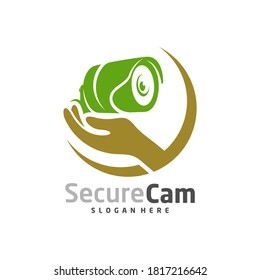 CCTV-Kamera mit Care Logo-Design, Vektorvorlage, Concept-Symbol, Symbol