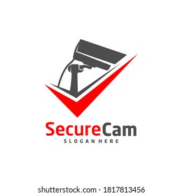 CCTV Camera with check icon Logo Design Vector Template, Concept Symbol