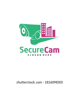 Cámara CCTV Con Plantilla De Vector De Diseño De Logotipo Ciudad, Concepto De Logotipo, Símbolo, Icono