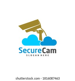 CCTV Camera with Cloud Logo Design Vector Template, Logo Concept, Symbol, Icon