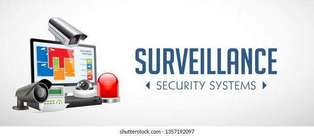 CCTV Camera And DVR - Digital Video Recorder - Security System Concept - Website Banner