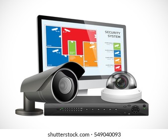 CCTV camera and DVR - digital video recorder - security system concept