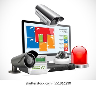 CCTV camera and DVR - digital video recorder - security system concept

