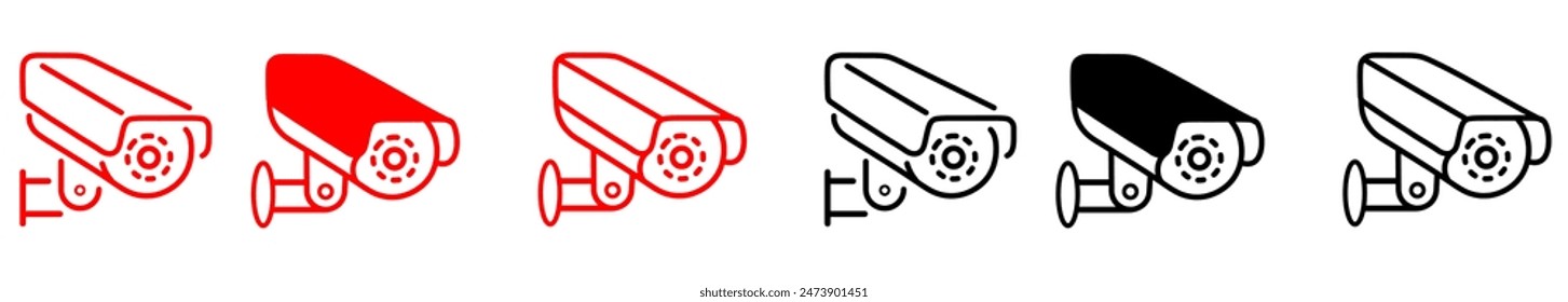 CCTV camera editable stroke outline icon isolated on white background flat vector illustration. Pixel perfect.