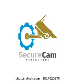 Cámara CCTV con icono de engranaje diseño vectorial plantilla de diseño, símbolo de concepto