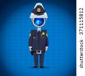 CCTV camera headed man. policeman, security concept. character design - vector illustration