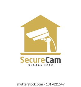 CCTV Camera with Home icon logo design vector template, Concept Symbol