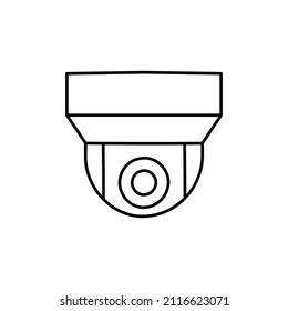 Icono de cámara CCTV en icono de estilo de línea negra, estilo aislado en fondo blanco