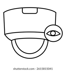 CCTV Camera icon in black line style icon, style isolated on white background. Dome security surveillance closed circuit television art vector symbol illustration for apps and websites with an eye.