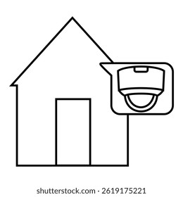 CCTV Camera icon in black line style icon, style isolated on white background. Dome security surveillance closed circuit television art vector symbol illustration for apps and websites 
