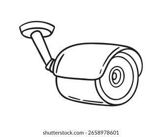 Icono de cámara CCTV dibujado a mano. Símbolo de Clipart de dibujo de esquema. Ilustración vectorial
