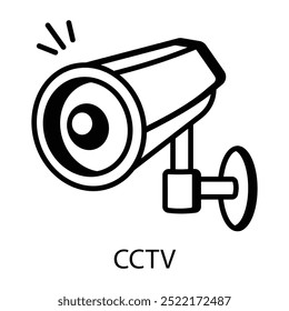 Icono de la cámara CCTV en estilo doodle 