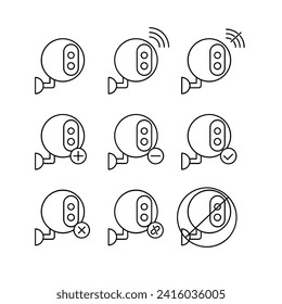 cctv camera icon line set collection design template