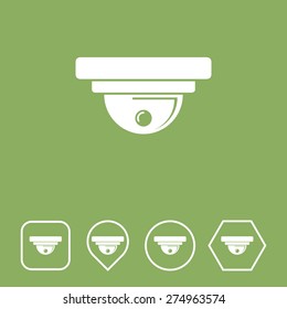 CCTV Camera Icon on Flat UI Colors with Different Shapes. Eps-10.