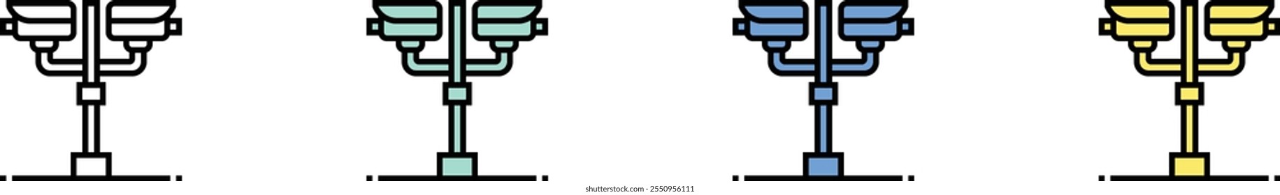 cctv camera icon. Outline, Green, Blue and Yellow Style Design Isolated On White Background