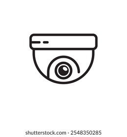 CCTV camera icon with outline style on a white background
