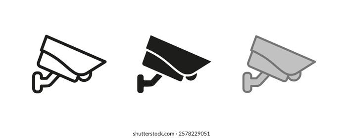 CCTV camera icon. Security cam vector illustration. Surveillance and monitoring symbol. Protection and observation sign. Privacy control guard pictogram. Video camera CCTV concept isolated.