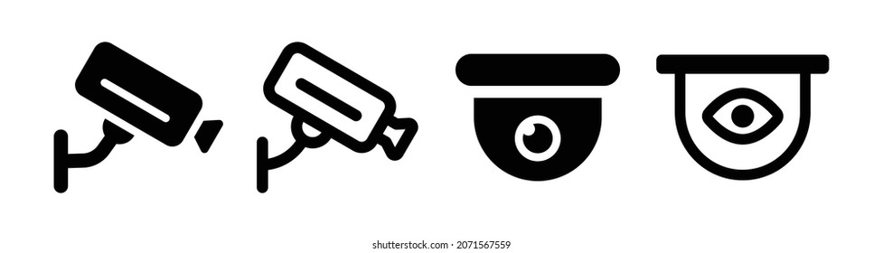 Juego de iconos de la cámara CCTV. Icono de la leva de seguridad aislado en fondo blanco