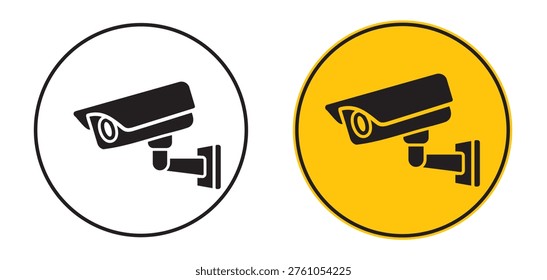 CCTV camera icon set. Security camera symbols. Surveillance and monitoring signs. Workplace safety and access control icons. For security system and signage design