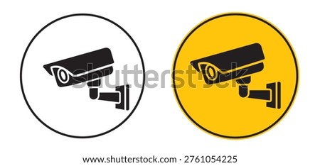 CCTV camera icon set. Security camera symbols. Surveillance and monitoring signs. Workplace safety and access control icons. For security system and signage design