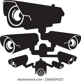 CCTV camera icon silhouette vector art design