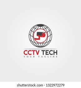 Cctv camera icon template, creative vector logo technology, illustration element